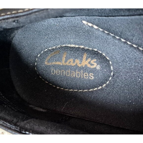 Clarks Bendables Ashland Alpine Slip On Black Leather Flat Comfort Shoes Size 9W - Picture 11 of 12